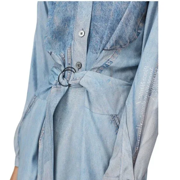 colovos denim dress Two Tone Denim Shirtdress